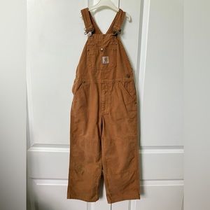 Carhartt Kids Tan Brown Denim Double Knee Bib Dungaree Overalls